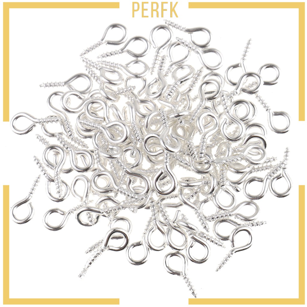 [PERFK] 100pcs Mini Eye Pins Eyepins Hooks Eyelets Screw Threaded 8x4mm ...