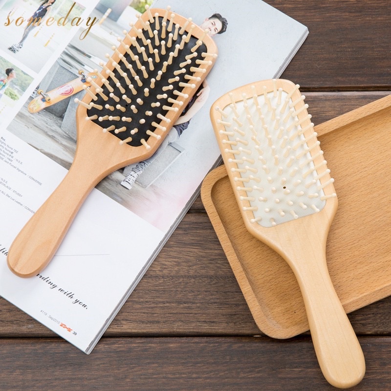 Someday Large Healthy Wooden Paddle Hair Brush Salon Hair Comb Plain
