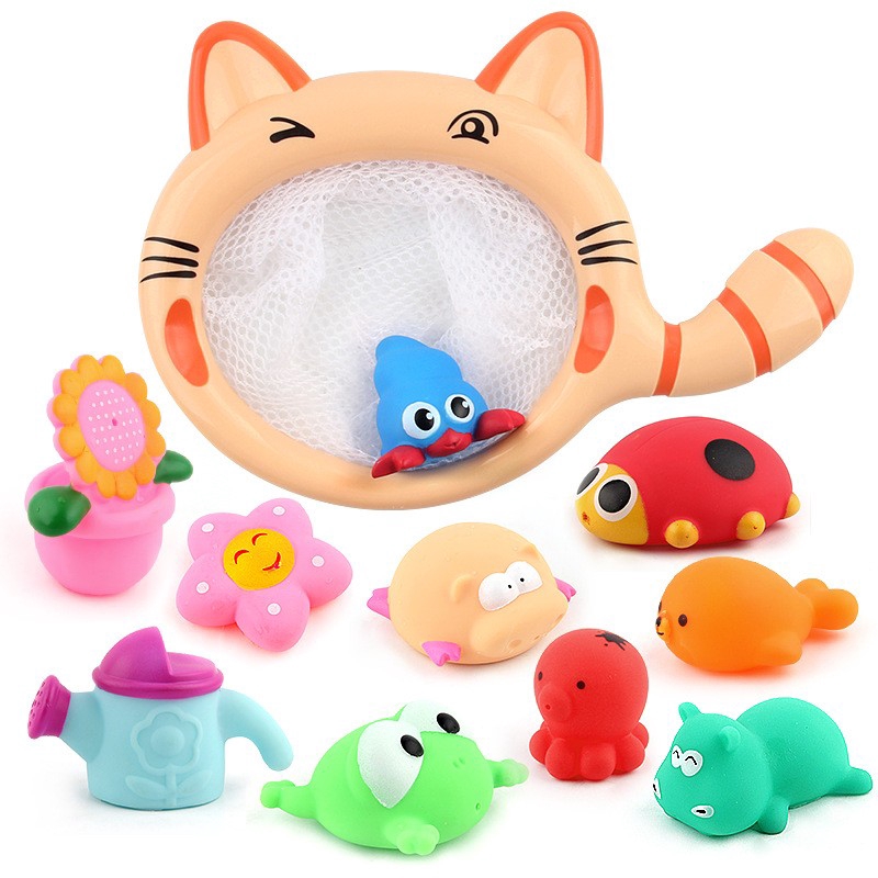 Bath Sets Fishing Toys Network Bag Pick Up Duck Fish Kids Toy