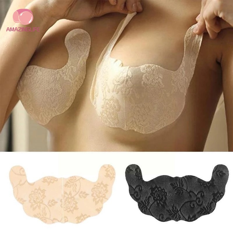 Pasties Breast Bra Stickers Women U Shape Lace Nipple Cover Self Adhesive  Heart