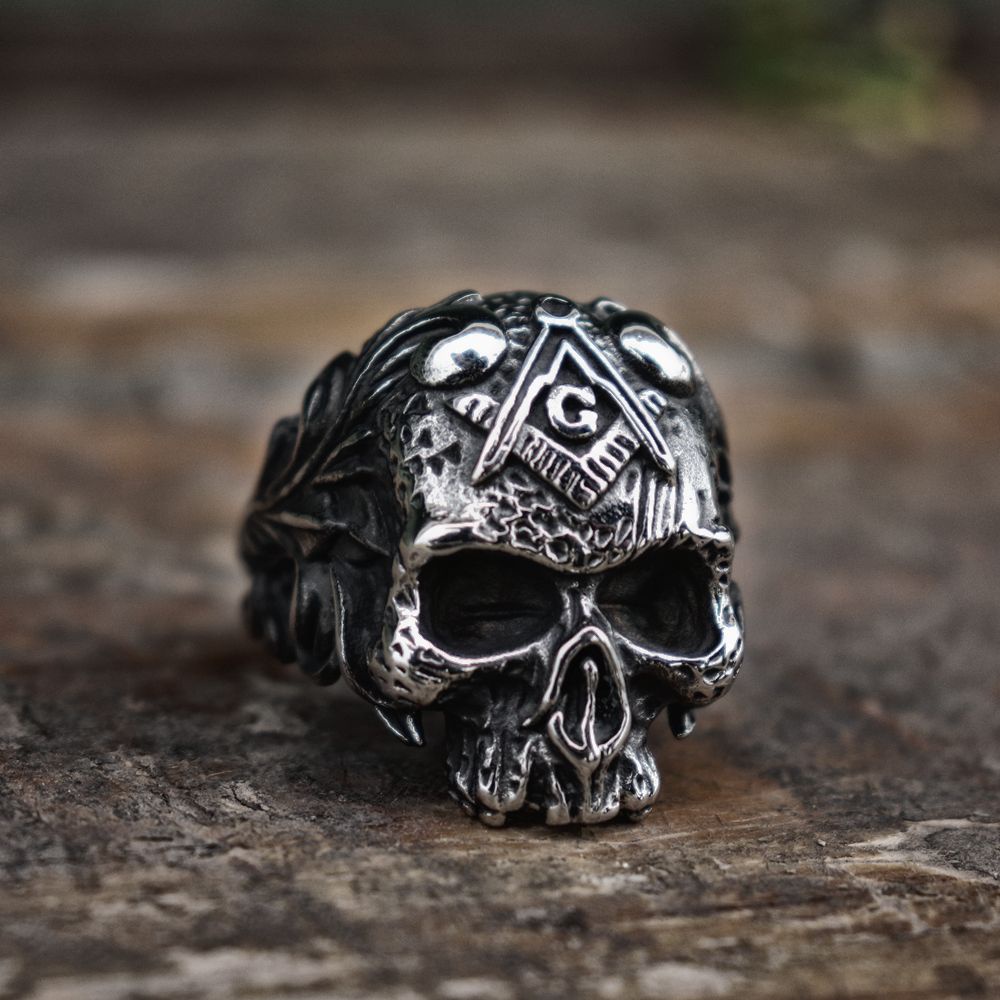 Freemason Vintage Vine Free-Mason Masonic Skull Rings Men Freemasons ...