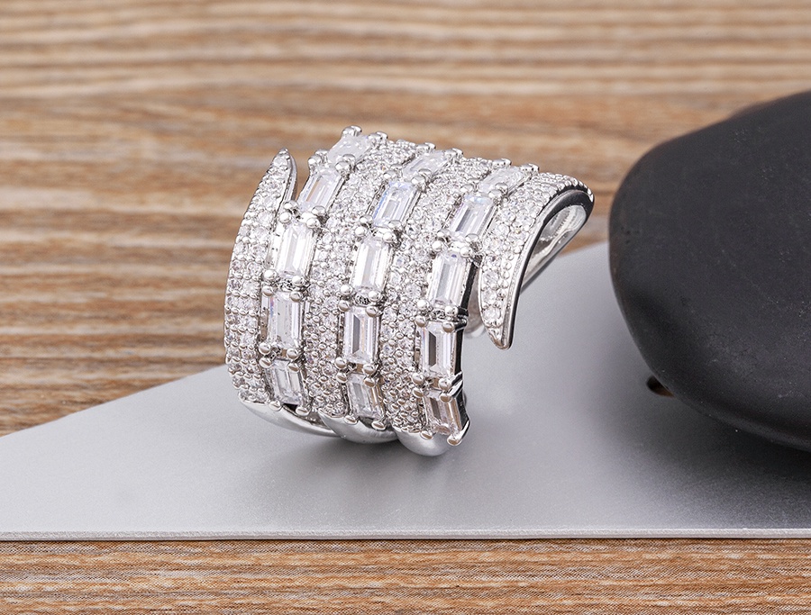 Luxury Zircon Multilayer Rings For Women Crystal Gold Plated Adjustable ...