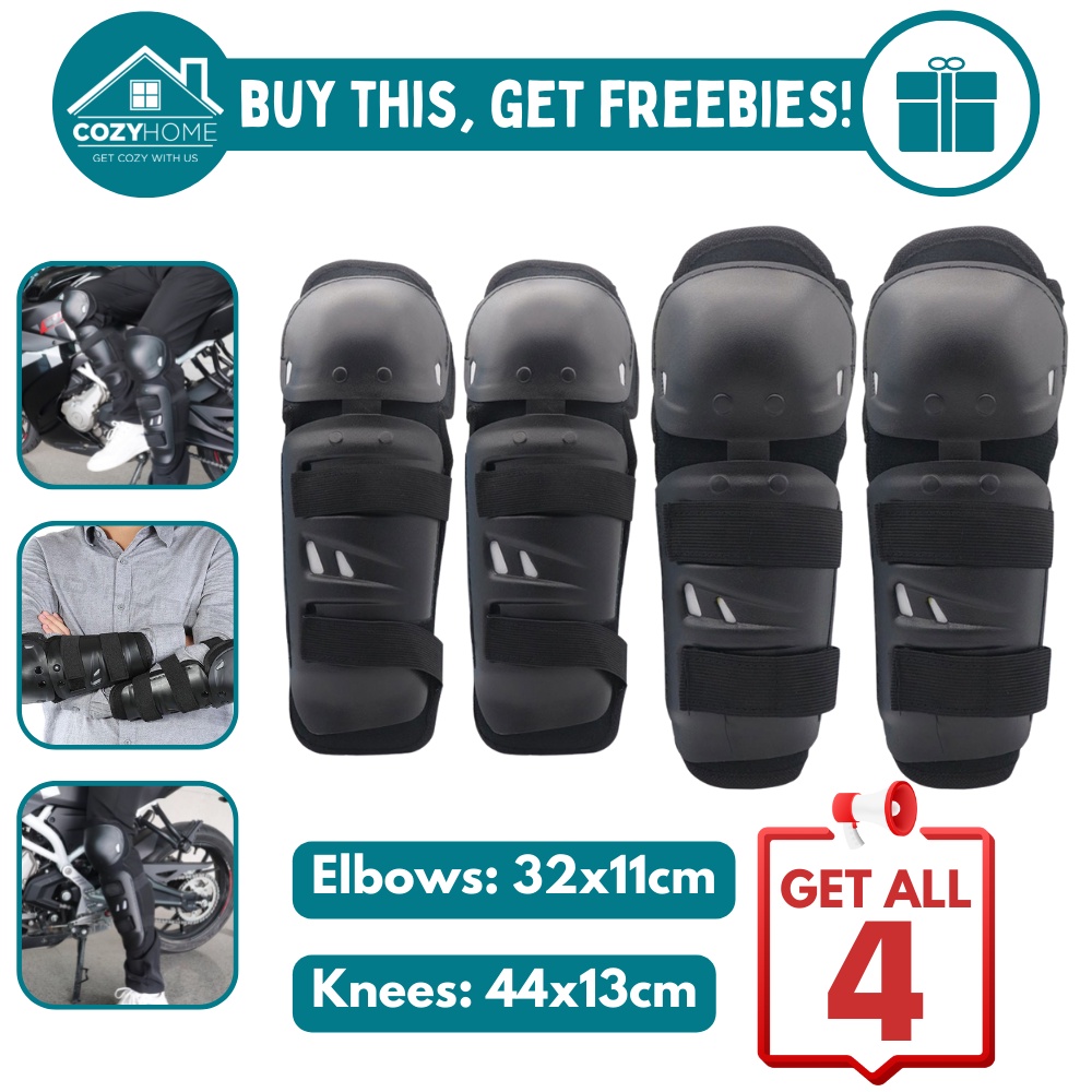 Cozyhome PVC Motorcycle/Bicycle Knee & Elbow Pads Protective Gear Set ...