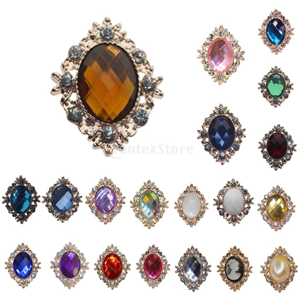 10 Crystal Rhinestone Buttons Flatback Cabochon Wedding Embellishments ...