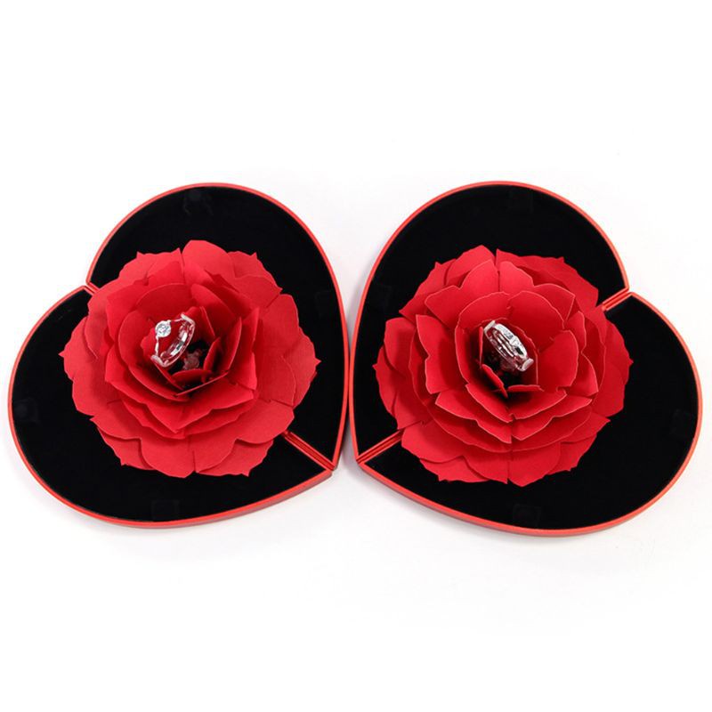 Ring box Rose Engagement Ring Box Proposal Ring Case Velvet Jewelry Gift  Box Case Ring Holder for Wedding Valentine