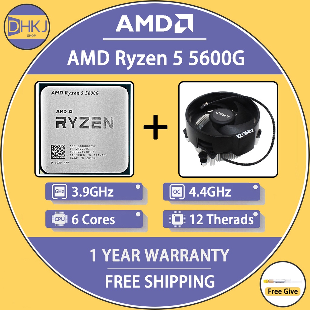 USED AMD Ryzen 5 5600G R5 5600G CPU New Game Processor Socket AM4 3 ...