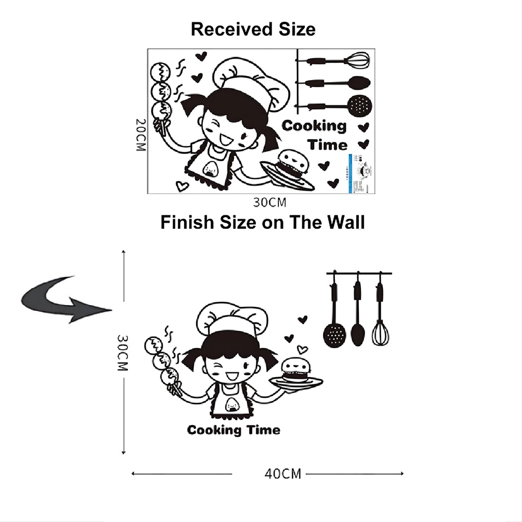 Wall Sticker for Kitchen Waterproof Cooking Time Girl Wallpapers Self ...