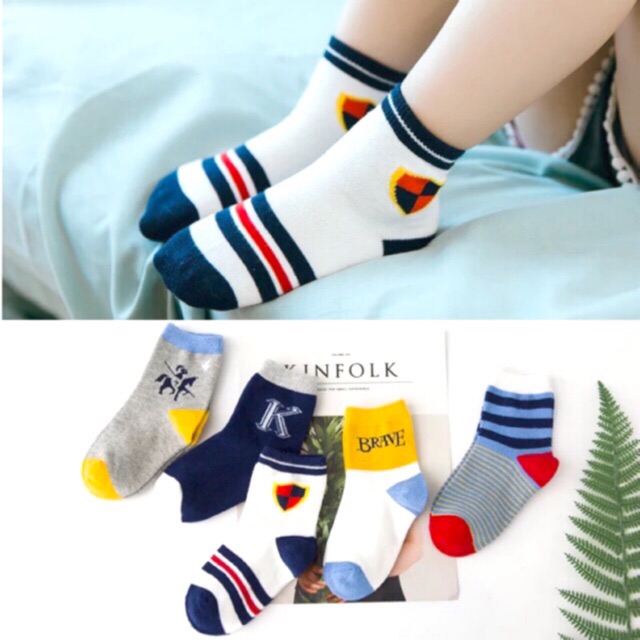 Iconic School Boy Girl Preppy Socks for Toddlers Kids 5 Pairs Set ...