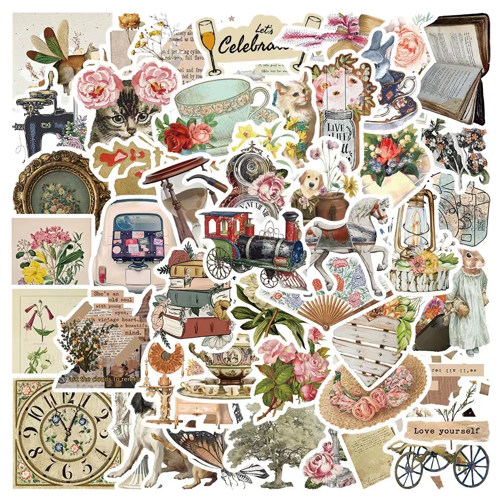 xs585-44pcs retro old object graffiti waterproof sticker | Shopee ...