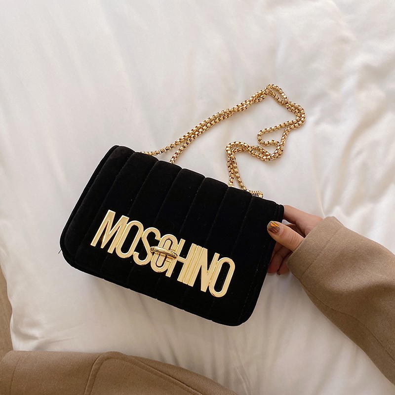 MOSCHINO Bags Sling Bags Women Velvet Chain Elegant begs Shoulder Bag