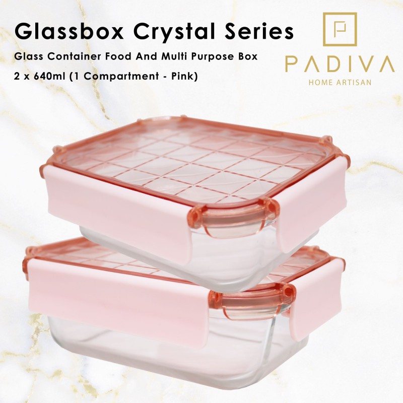 Padiva 640ML PINK (2PCS) CRYSTAL GLASSBOX 1 COMPARTMENT (GBC640SP ...