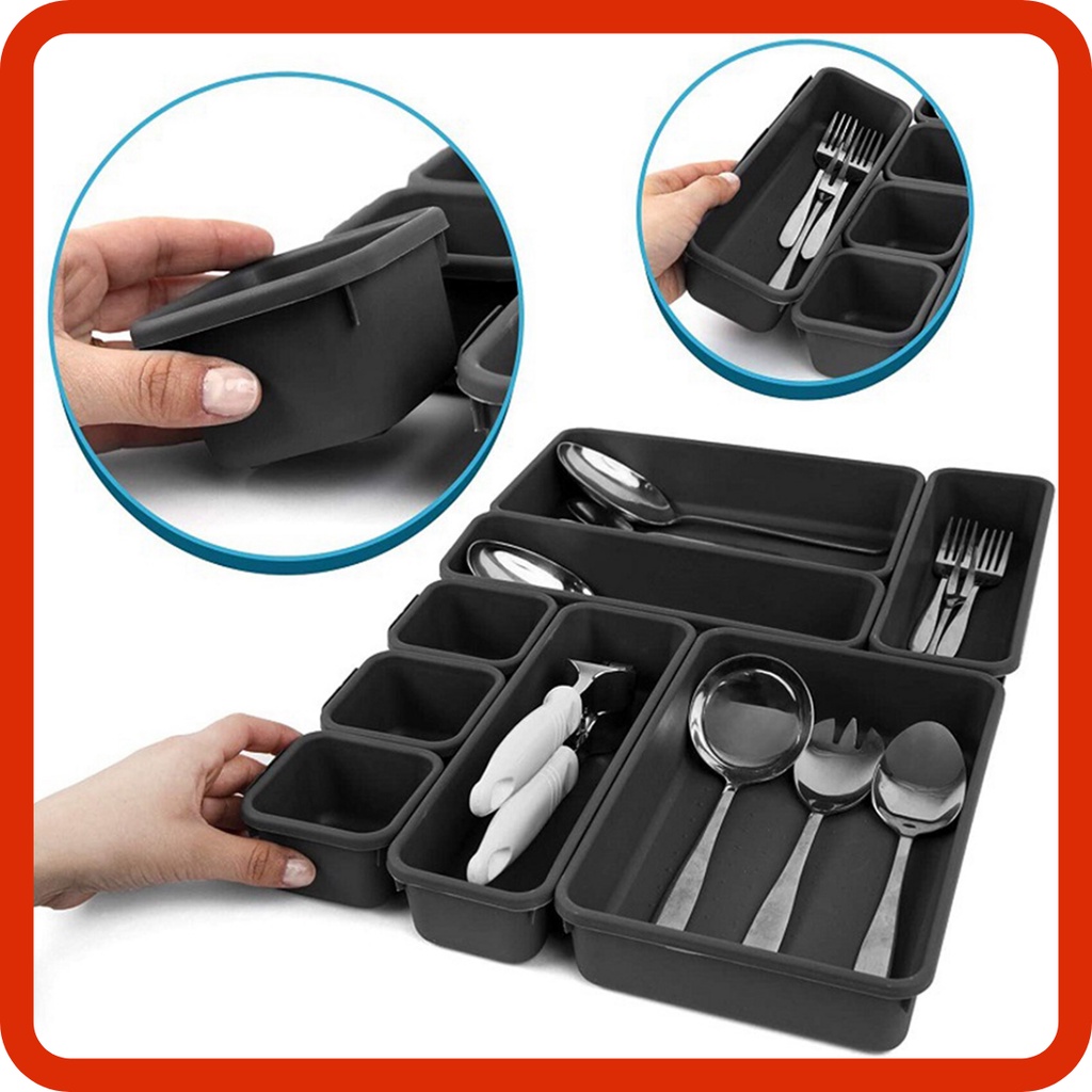 iDeal EStore 8Pcs Interlocking Desk Drawer Organizer, Tray Dividers