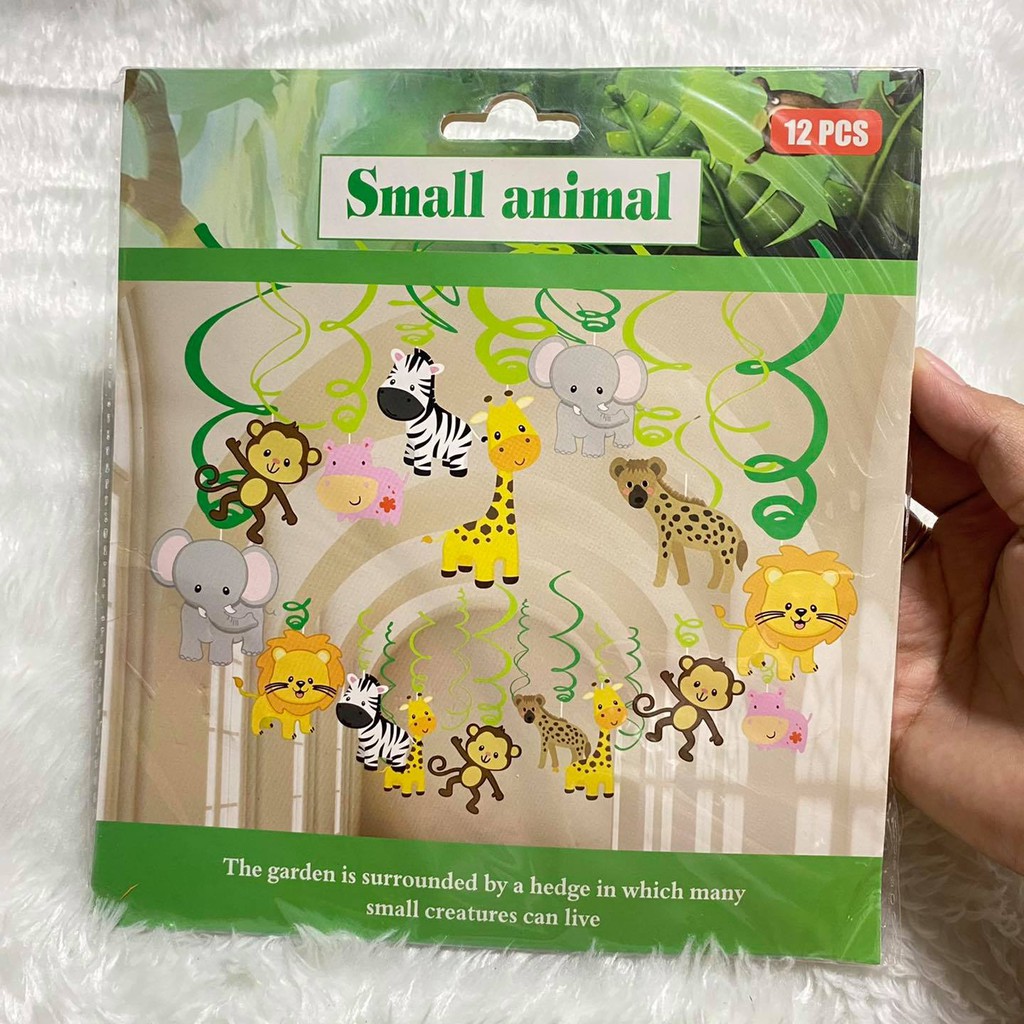 Animal Safari Jungle Theme Spiral Banderitas For Birthday Party Kids 