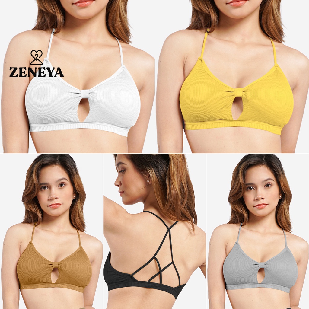 Zeneya Bow String Bra Brassiere Bralette For Women Set Padded Push