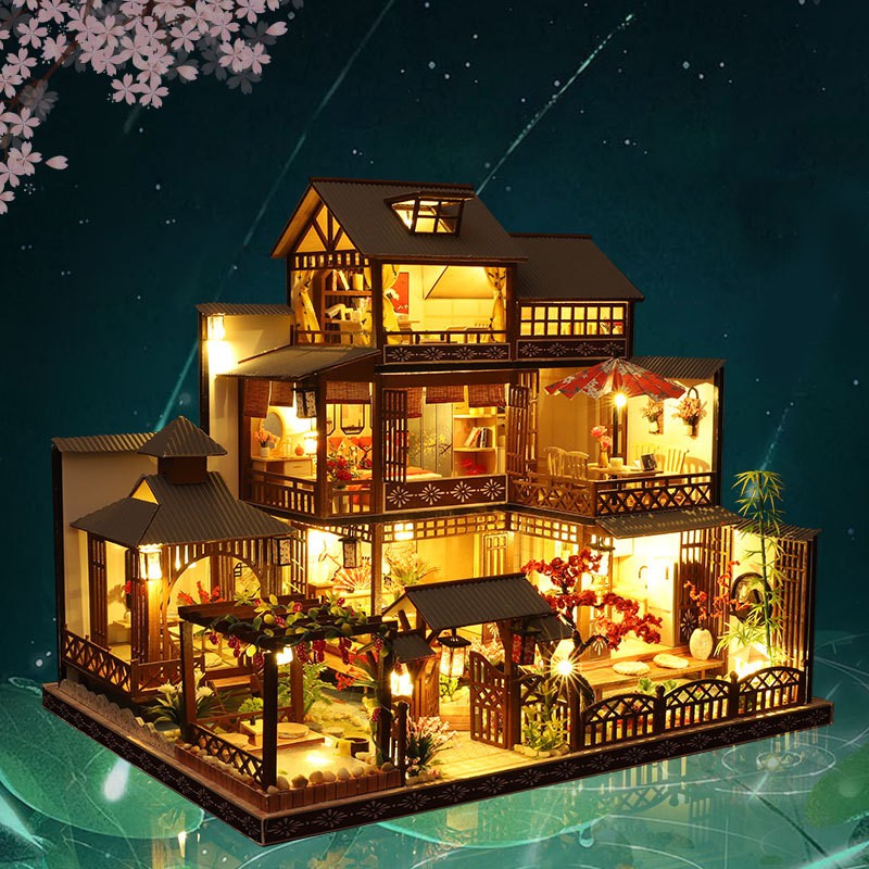 Big House Diy Dollhouse Kit Miniature Building Model Japanesestyle