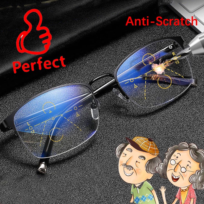 Anti Blue Light Reading Glasses Women Multifocal Progressive Presbyopic ...