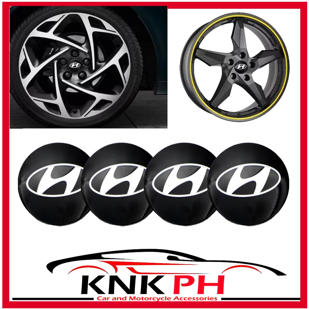 Hyundai 4PCS Wheel Center Hub Cap Stickers Decal 56mm Hub Center Cap