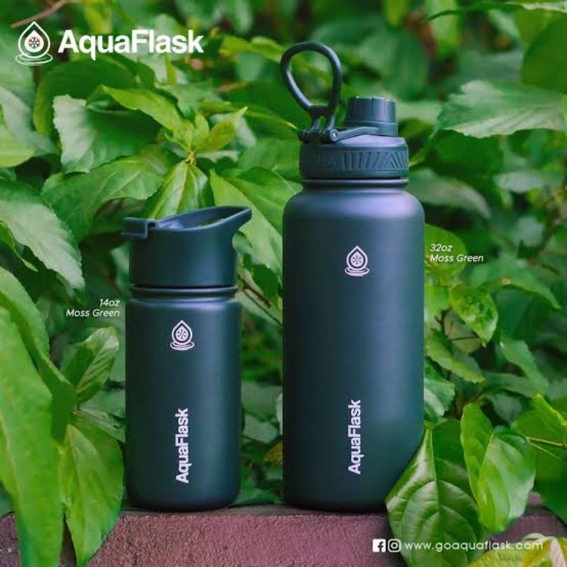 Aquaflask 14oz Wide Mouth with Cap Lid Vacuum Insulated Drinking Water ...