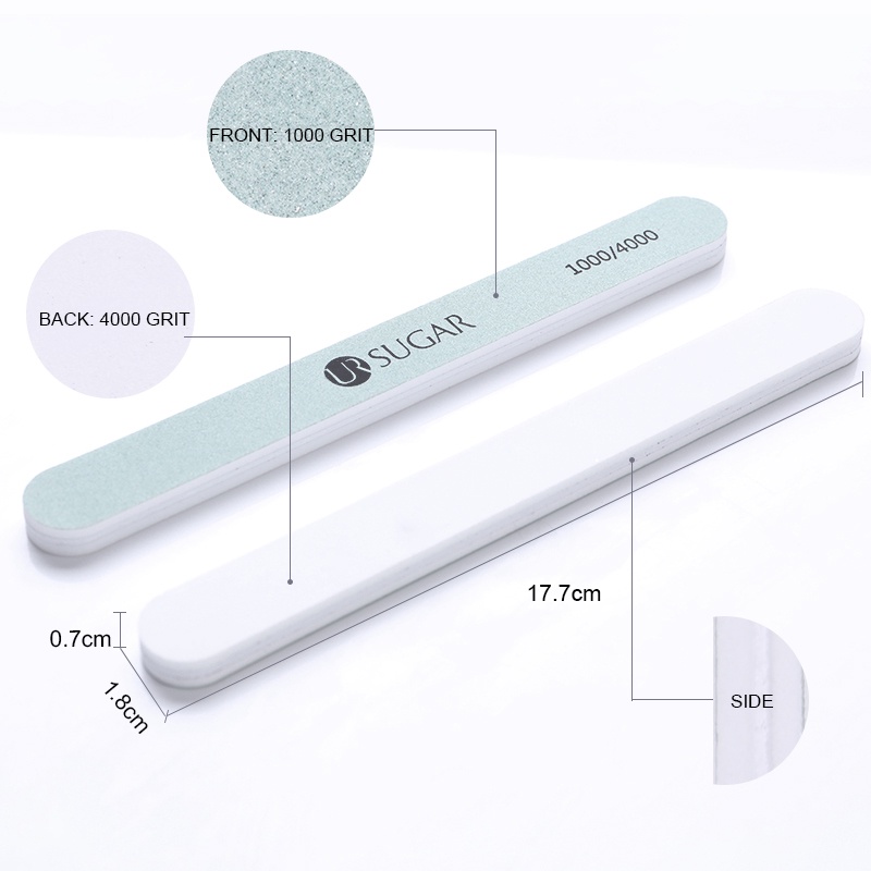 UR SUGAR Nail Files white Professional Set Washable Grinding Polishing ...
