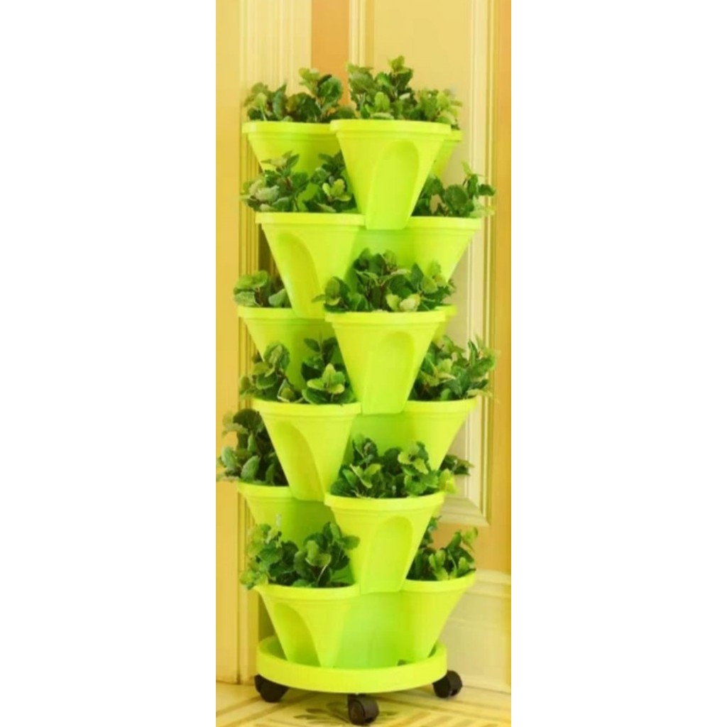 Three-dimensional multi-layer, Stackable pot with roller, White ...