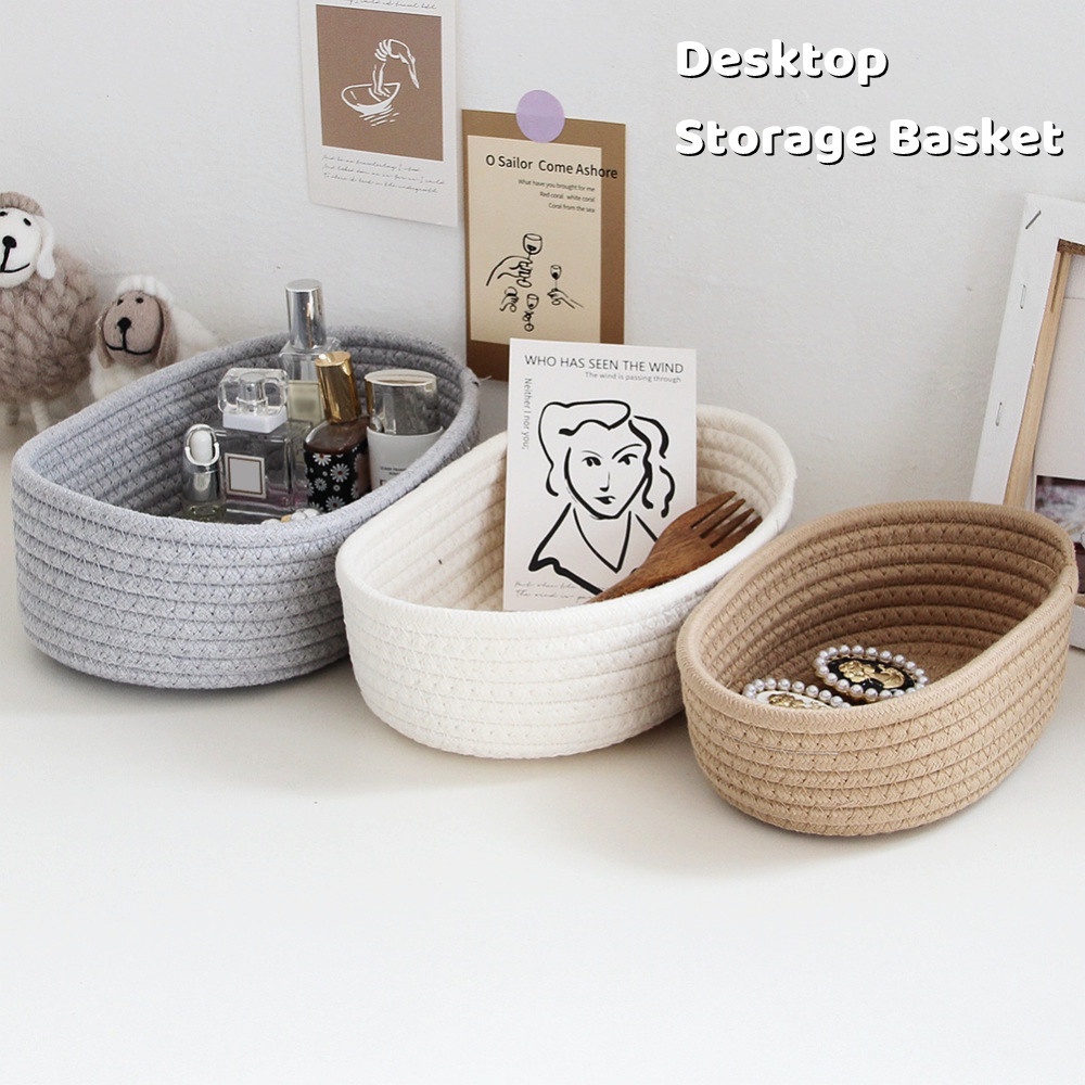 Handwoven Rattan Basket,Round Storage Bucket,Bread and Fruit Storage Baskets,Household Desktop Sundries Organizer,Plant Basket