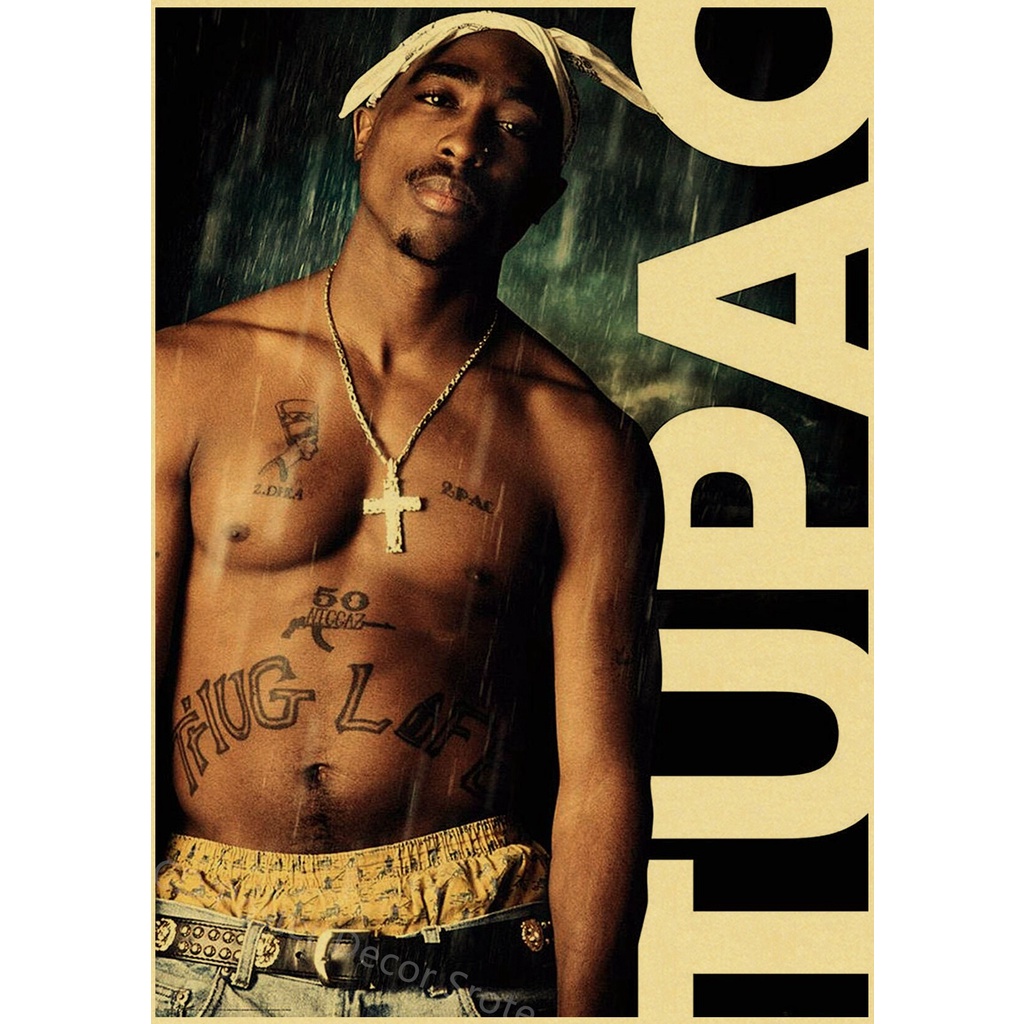 Hip Hop Singer Tupac Retro Poster Kraft Paper 2PAC Prints Posters ...