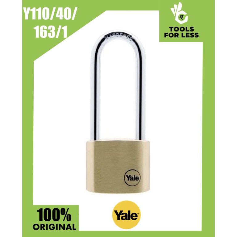 YALE Y110B Brass Long Shackle Padlock - 40mm