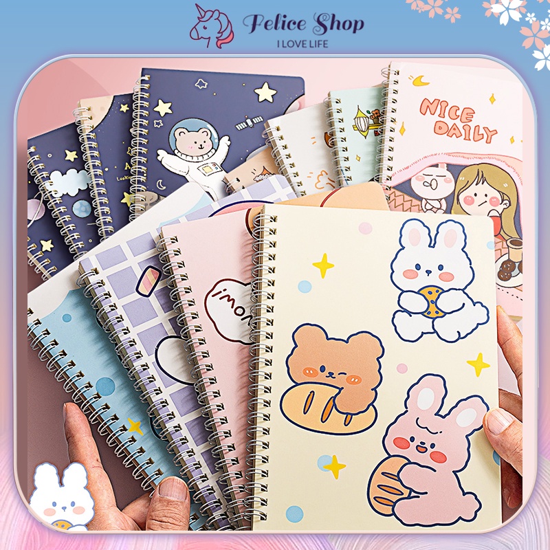 A5 Spiral Notebook 4Pcs/Set Cute Ring Notebooks Stationery Office