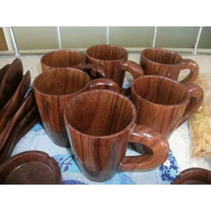 wooden mug / V mug/ solid magkuno wood | Shopee Philippines