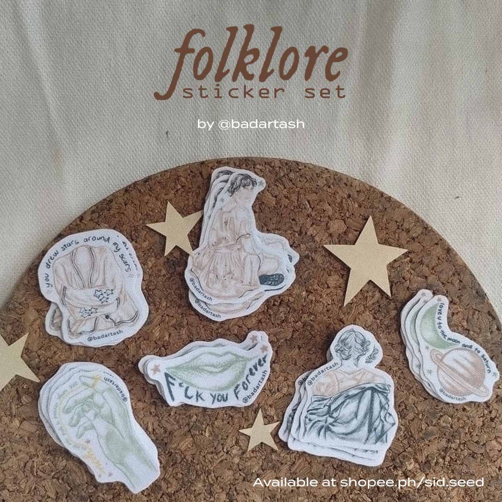 [6-PIECE SET] Folklore Inspired Sticker Set by @badartash (Glitter and ...