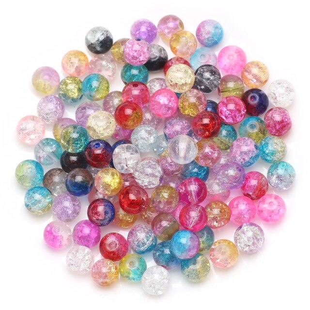 100Pcs Mixed Color Pattern Glass Round Stone Beads 8mm Round Crafts ...