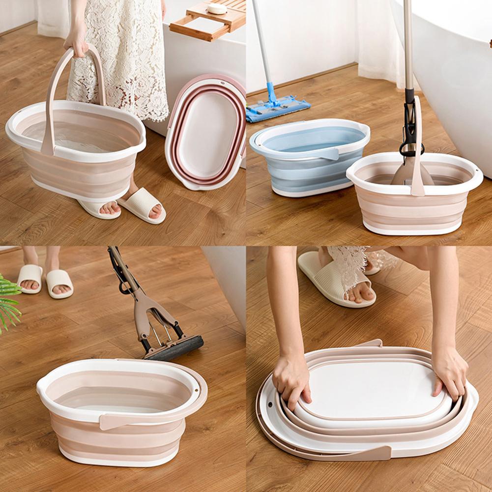Foldable Mop Bucket Collapsible Portable Wash Basin Dishpan with Handle