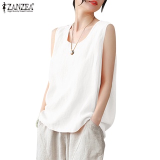 ZANZEA Women Korean Casual Loose Solid Color Cotton Vest Sleeveless ...
