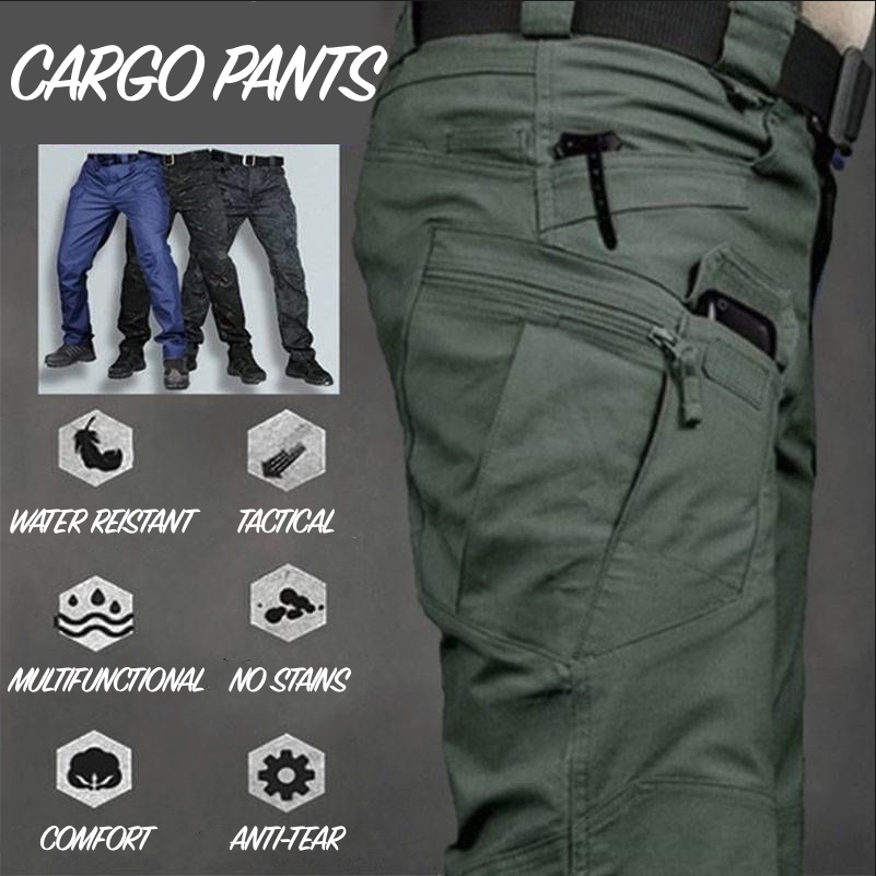 IX7 Men's Tactical Pants Water Resistant Ripstop Fabric Multi Pocket ...