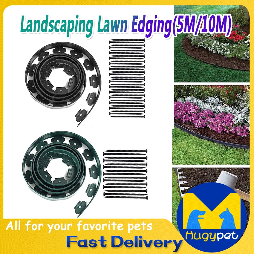 5m/10m Plastic Garden Lawn Flower Bed Fence Landscape Edging Decor with