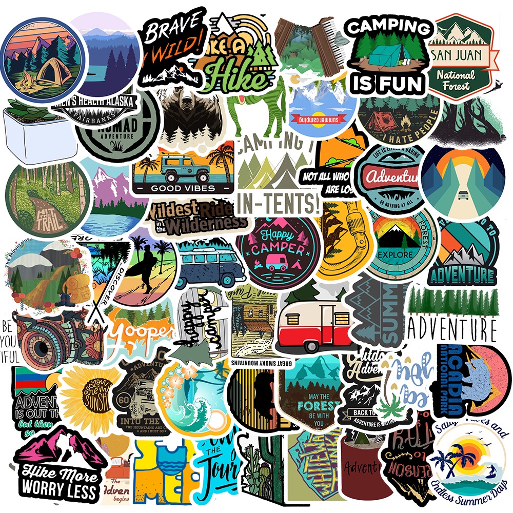 Cuessi 100Pcs Outdoor Landscape Scenery Hiking Adventure Laptop ...