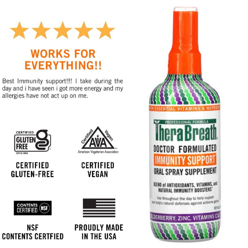 ON HAND, Therabreath, Immunity Support, Oral Spray Supplement, 10 fl oz ...