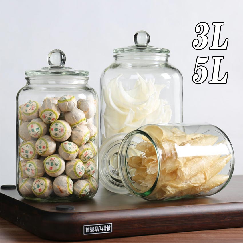 3L 5L Clear Airtight lid Glass Jar for Biscotti Cookie food Storage