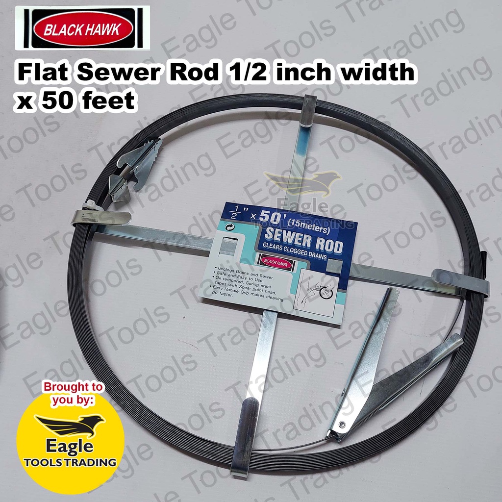 BlackHawk 1/2" x 1/16" x 50 ft (15 meters) Flat Sewer Rod Clears
