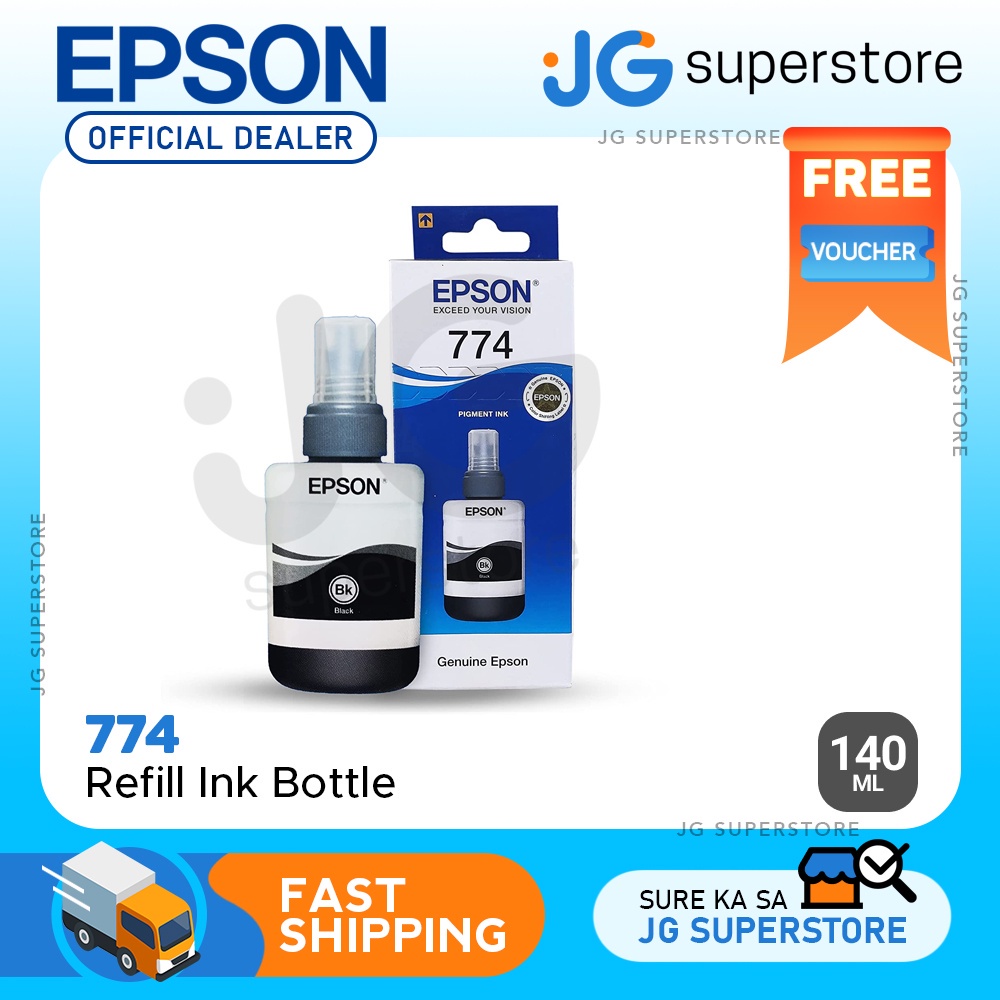 Epson 774 Pigment Ink Refill Bottle (140mL) Black for Printer M100/M105