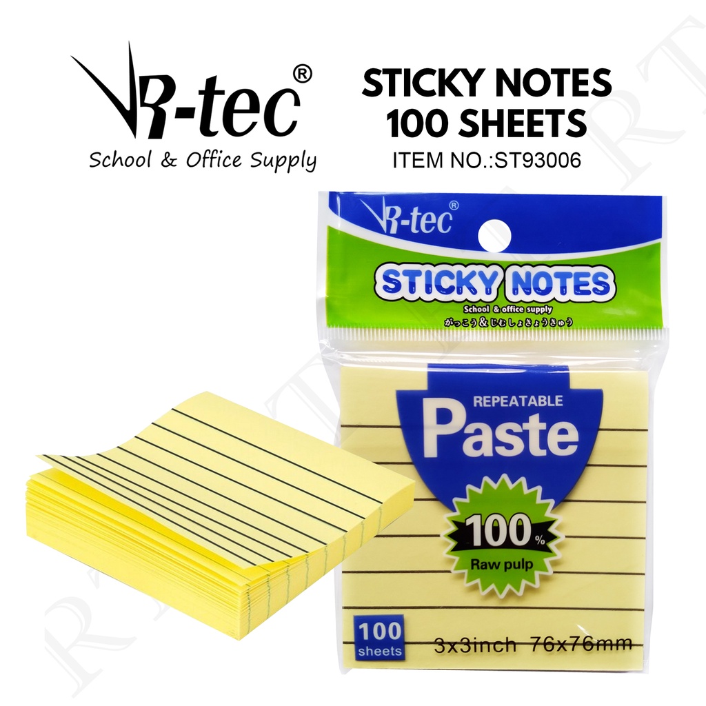 RTEC 100sheets Paper Memo Pad Postit Notes Message Memo Pad Lines Sticky notes Shopee Philippines