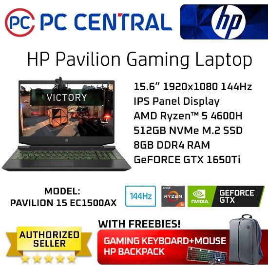 Hp Pavilion Gaming 15-Ec1500ax Fhd Ips 144hz Ryzen 4600h 512gb  Ssd Gtx 1650ti 8gb