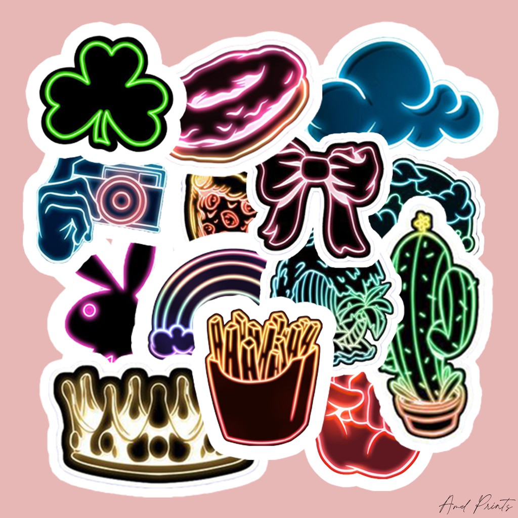 50 PCS Neon Aesthetic Graffiti Sticker Set - 3CM, 4.5CM, 6CM | Shopee ...