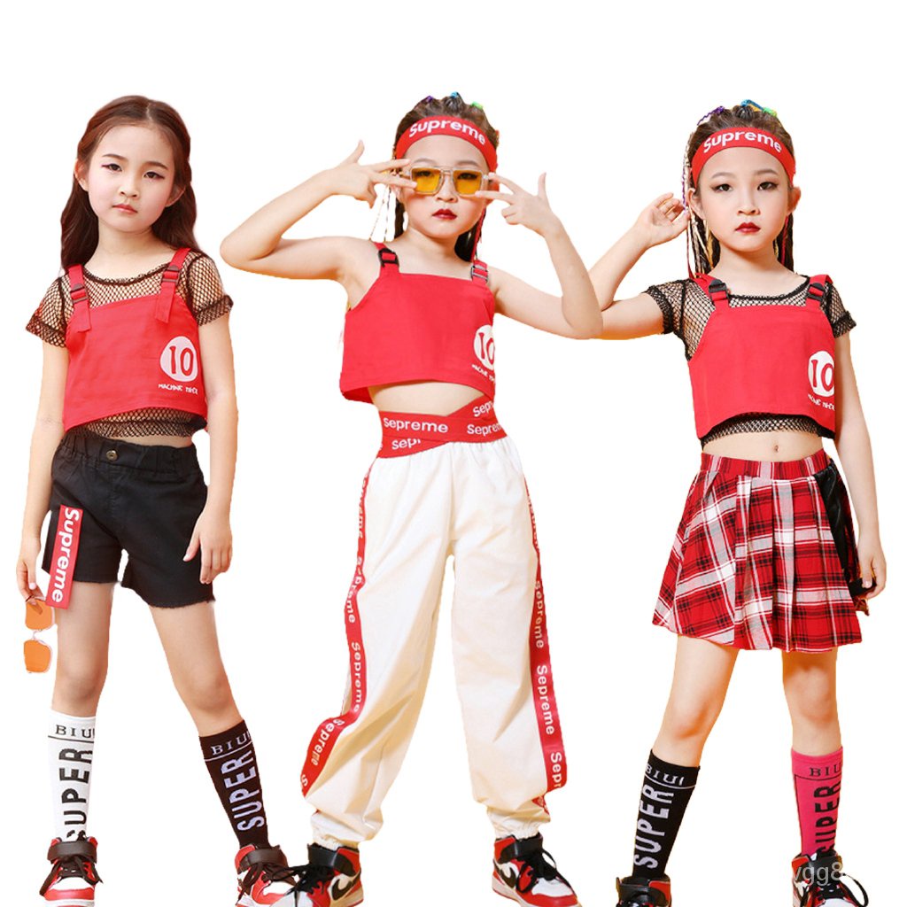 Red and white store hip hop outfits