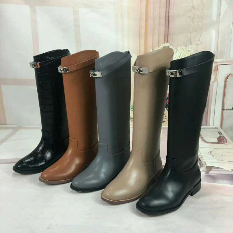 Hermes Hermes Boots Winter Martin Boots Genuine Leather Long Boots Knee ...
