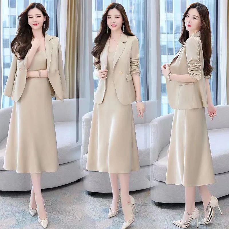 2PCS [ Blazer + Dress ] Fashion Suit Plus Size Loose Set Blazer Office ...