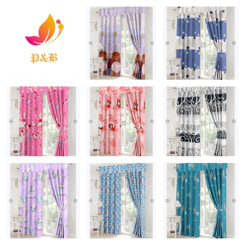 2pcs No Ring Curtain Polycotton | Shopee Philippines