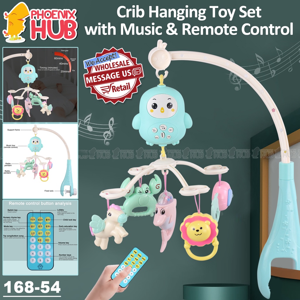 Phoenix Hub 168-54 Crib Toys Hanging Set Music Baby Bed Bell Remote ...