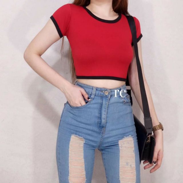 Trends Apparel JENNIE TRENDY CROP TOP WITH SLEEVE Shopee Philippines
