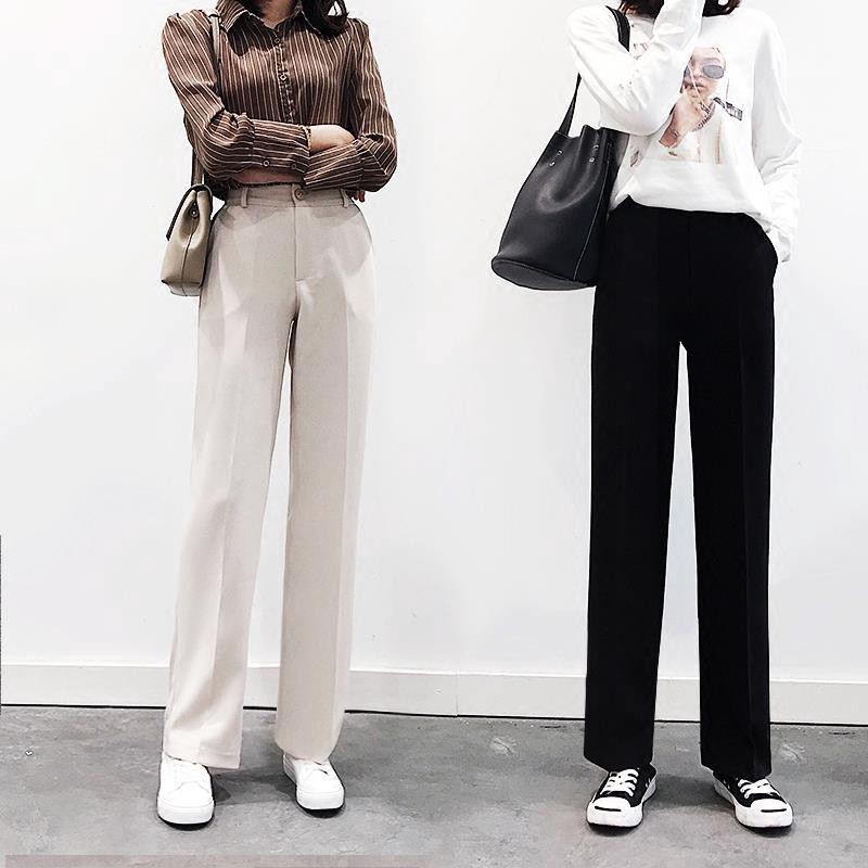 Women Casual Long Trousers Wide Leg Pants Straight Cut Palazo Pant